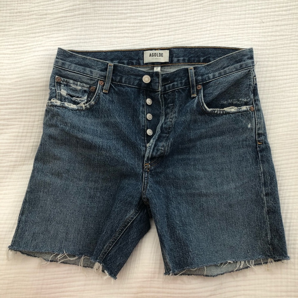 AGOLDE Rumi ultra high-rise denim Bermuda shorts